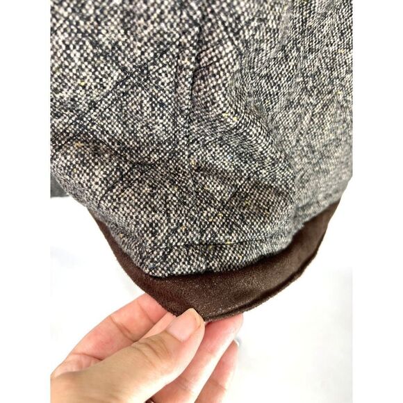 For Cynthia Brown Tweed Blazer Jacket Sz XL Quilted Zip Faux Suede Trim - Picture 11 of 12